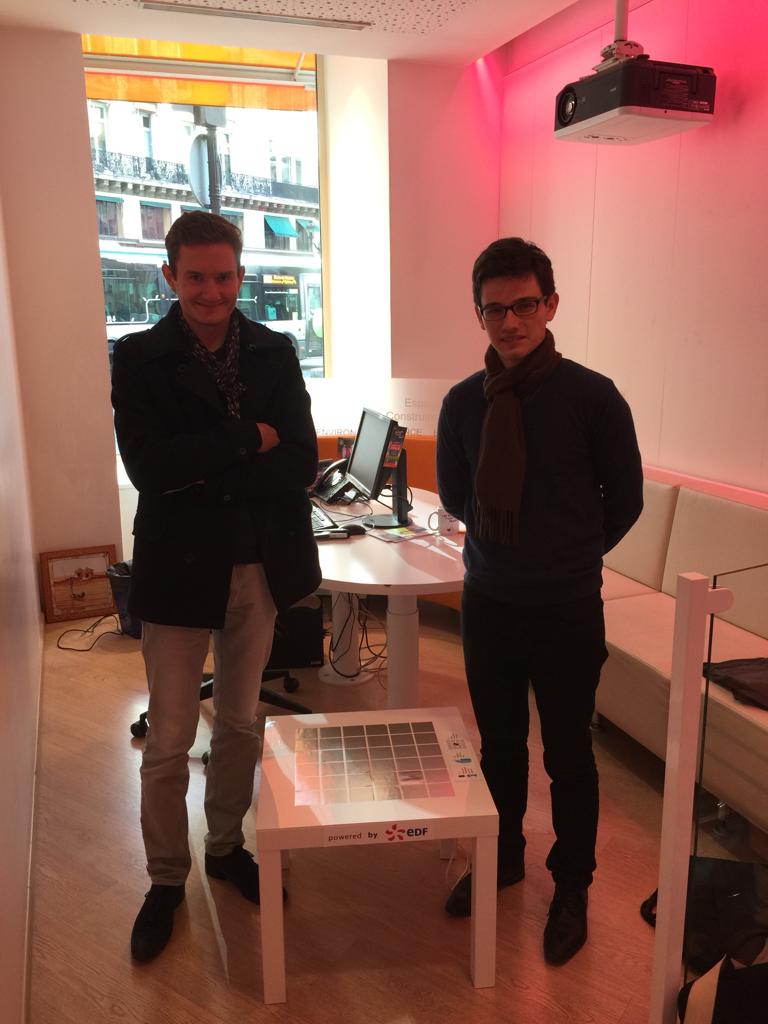 Timothée et Daniel, fondateurs d’EnergySquare et leur premier prototype (19 février 2016)